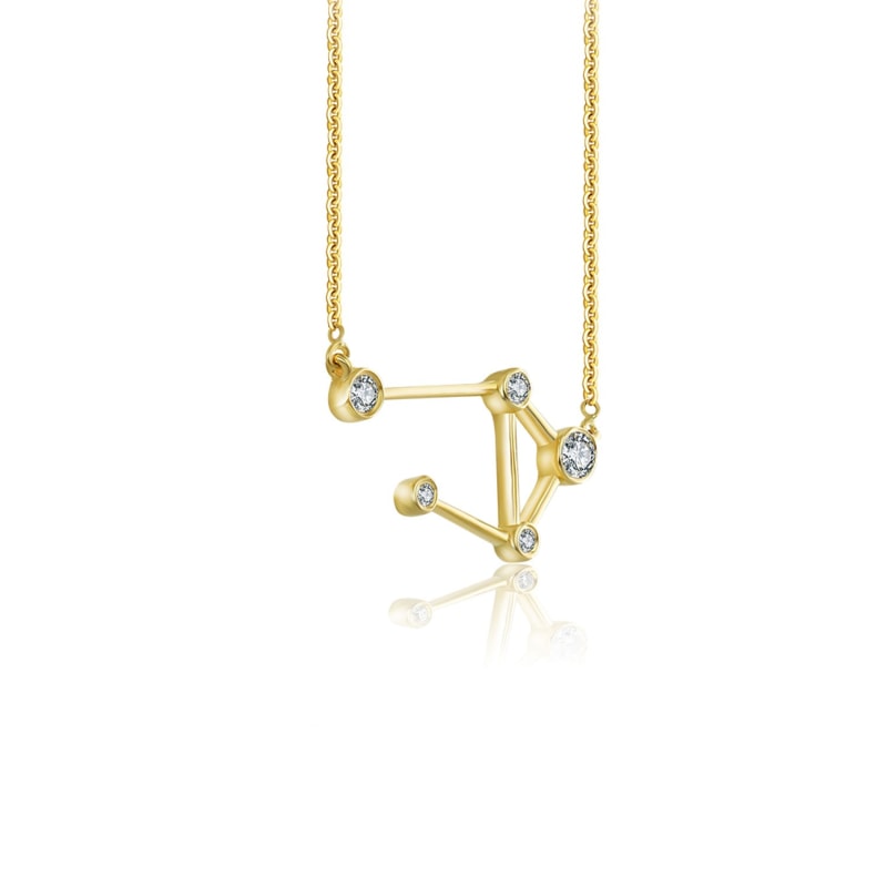 Thumbnail of Libra Zodiac Constellation Necklace 18K Yellow Gold & Diamond image