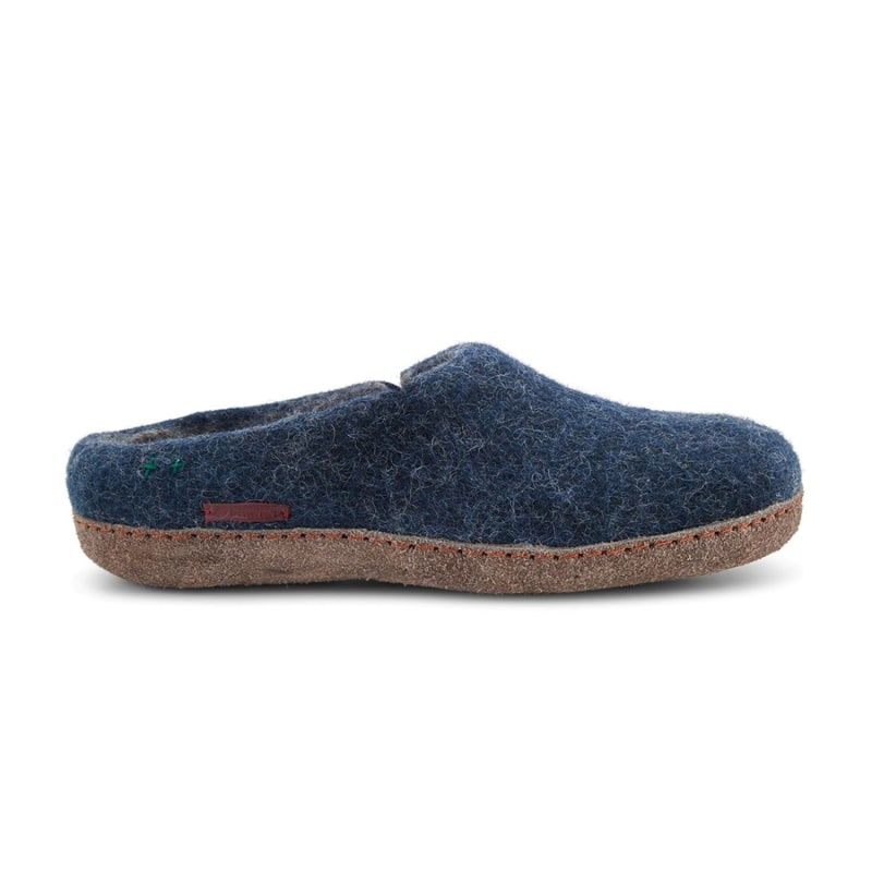 Thumbnail of Men's Classic Slipper - Navy With Suede Sole image