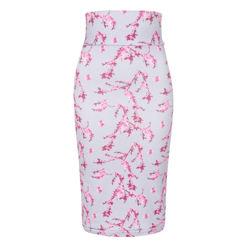 Pink floral knee length pencil skirt hotsell