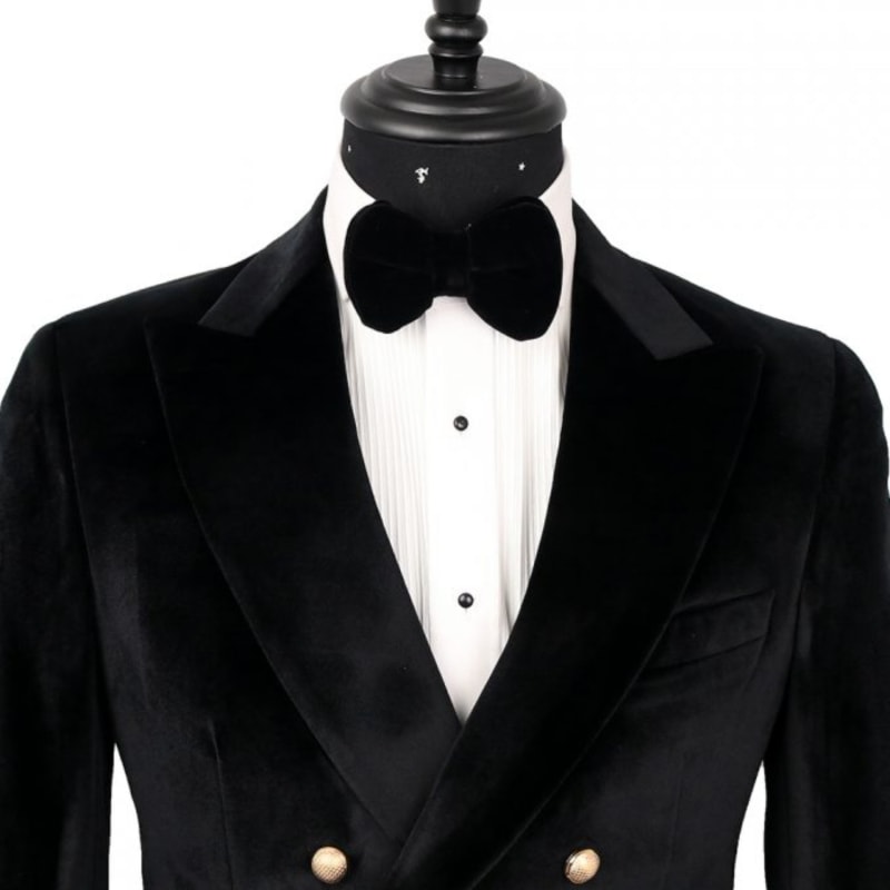 Thumbnail of Maison Velvet Double Breasted Peak Lapel 2 Piece Suit – Black image