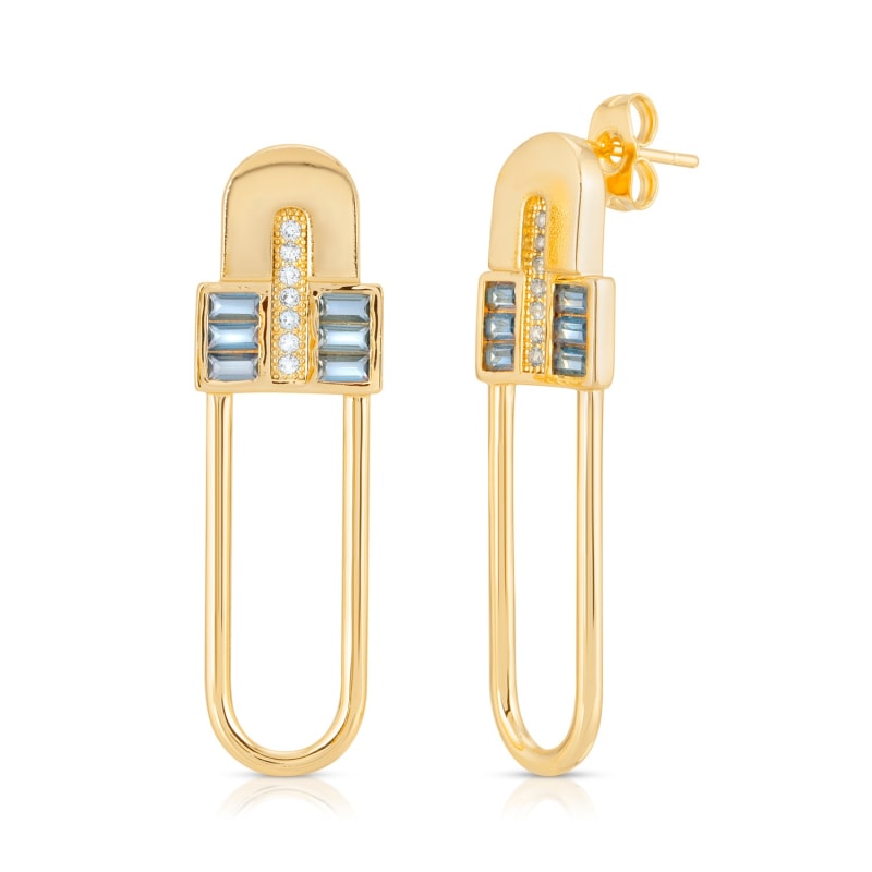 Thumbnail of Century Safety Pin Earrings - Aqua image