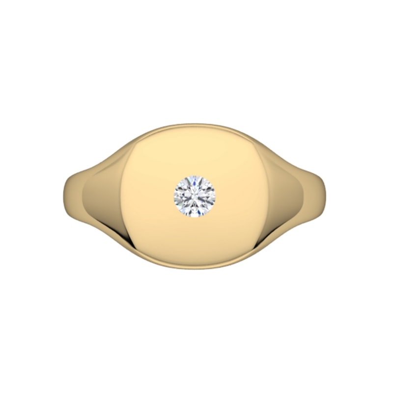 Thumbnail of 14K Gold Signet Ring With Diamond White Gold image