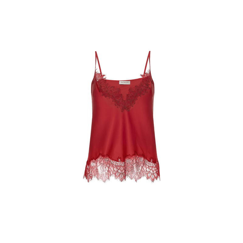 Red Camisole With Lace Detail