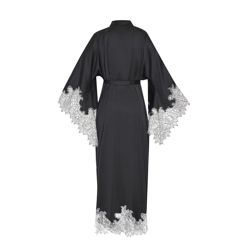 Thumbnail of Lace Detailed Maxi Robe - Black&White Lace image