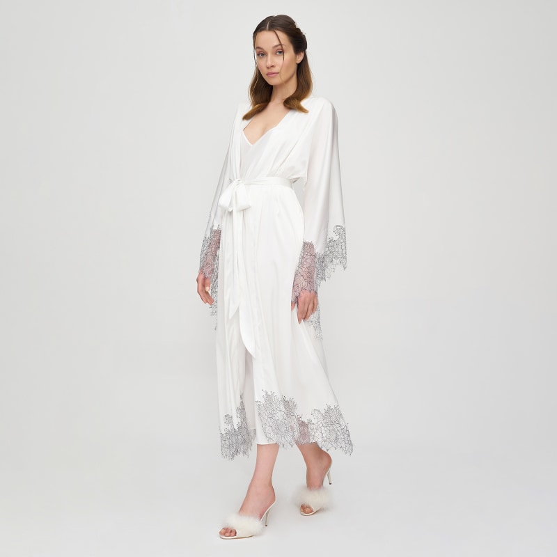 Lace Detailed Maxi Robe - White | Avenue 8 | Wolf & Badger