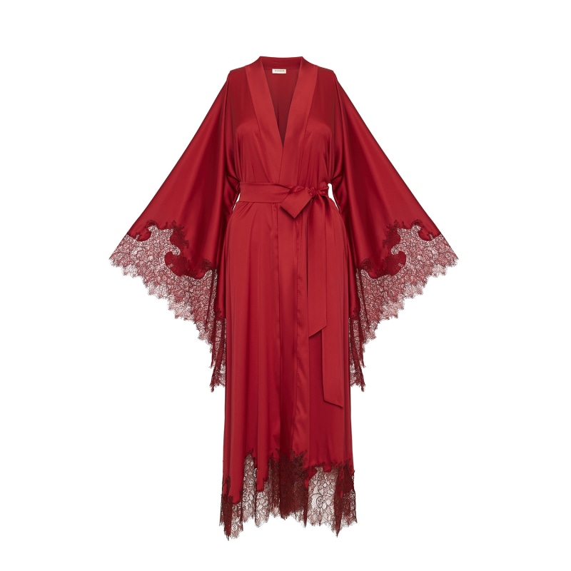 Thumbnail of Lace Detailed Maxi Robe - Red image