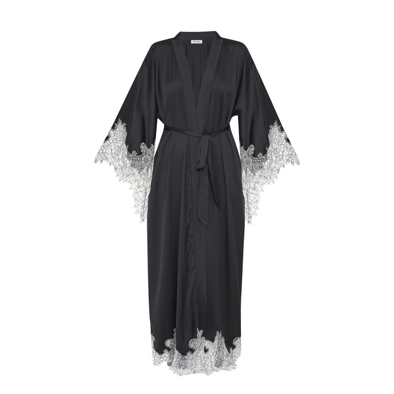 Thumbnail of Lace Detailed Maxi Robe - Black&White Lace image