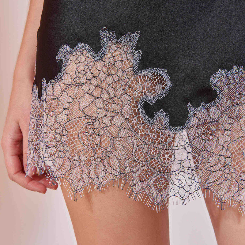 Thumbnail of Lace Detailed Mini Dress - Black&White Lace image