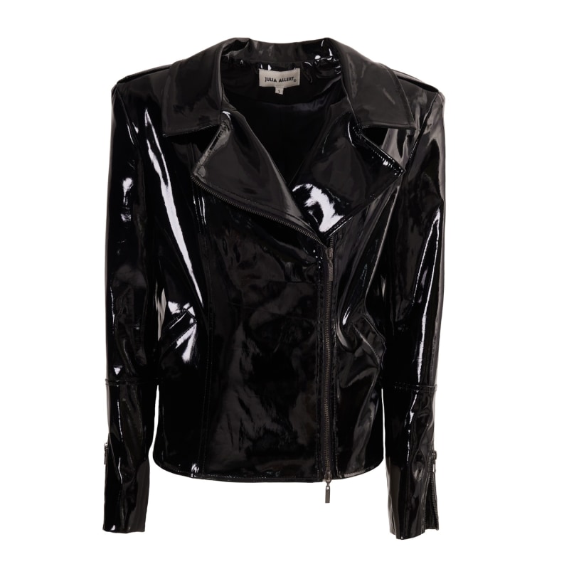 Shoulder pad leather jacket hotsell