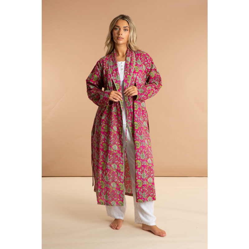 Thumbnail of Ladies Indian Cotton Robe - Fuchsia Freesia image