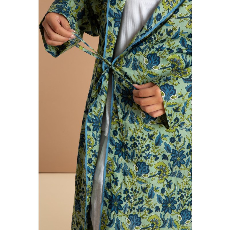 Thumbnail of Ladies Indian Cotton Robe - Lime Patchouli image