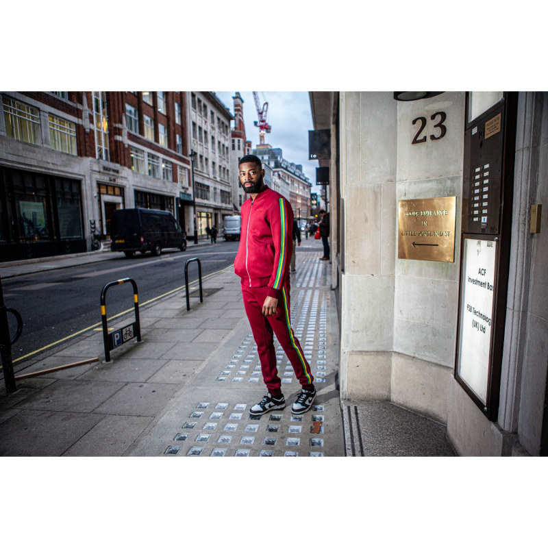 Lagos Multi Stripe Track Suit Red DAVID WEJ Wolf Badger