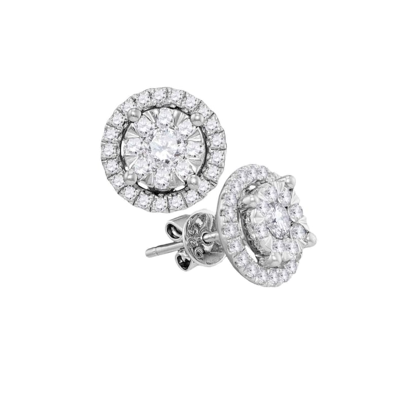 Thumbnail of Diamond Circle Cluster Earrings in 14k White Gold image