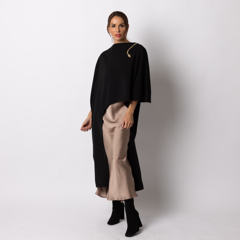 Thumbnail of Laines Couture Asymmetric Blouse Cape With Embellished Black & Gold Wrap Snake image