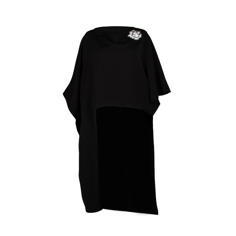 Thumbnail of Laines Couture Asymmetric Blouse Cape With Embellished Black & White Peony image