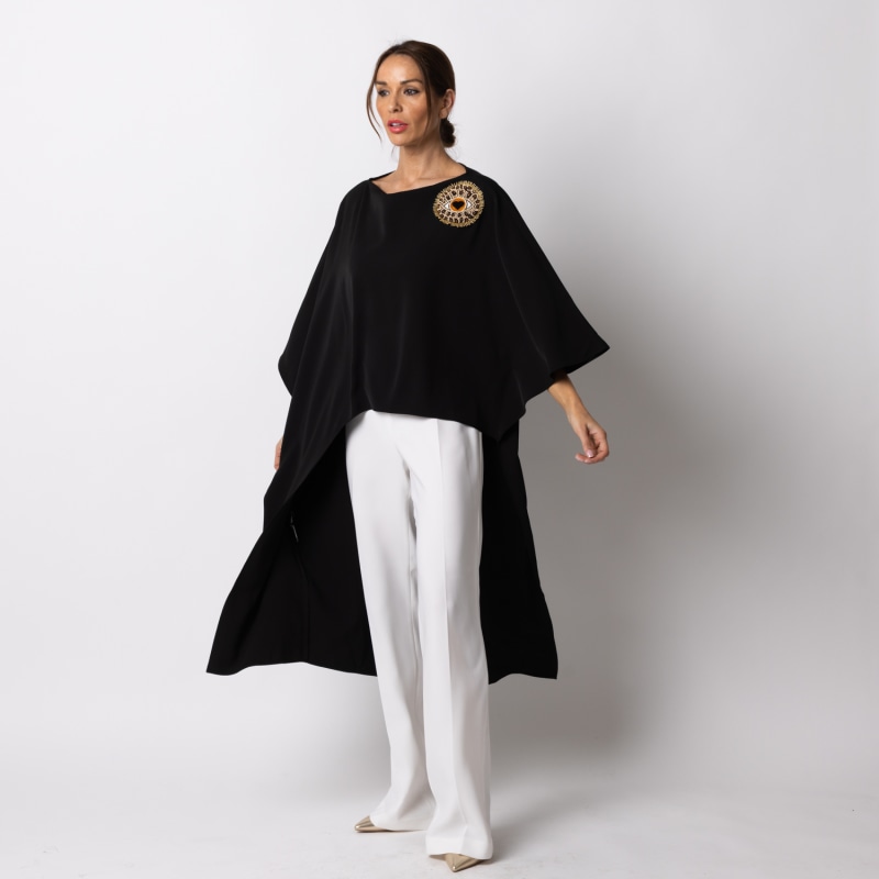 Thumbnail of Laines Couture Asymmetric Blouse Cape With Embellished Leopard Heart Eye image