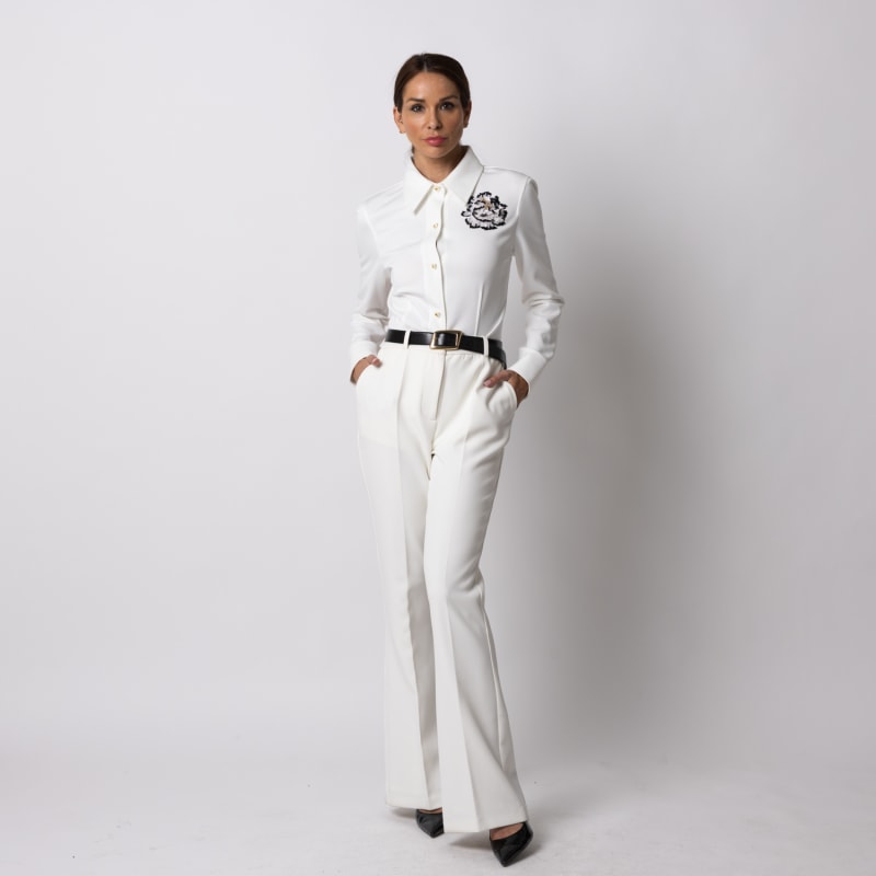 Thumbnail of Laines Couture Shirt With Embellished Black & White Peony Shirt image