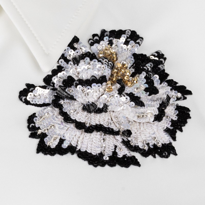 Thumbnail of Laines Couture Shirt With Embellished Black & White Peony Shirt image