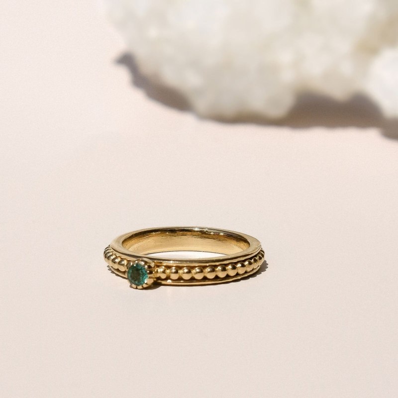 Thumbnail of Lalita Gold Vermeil Spinning Ring - Emerald image