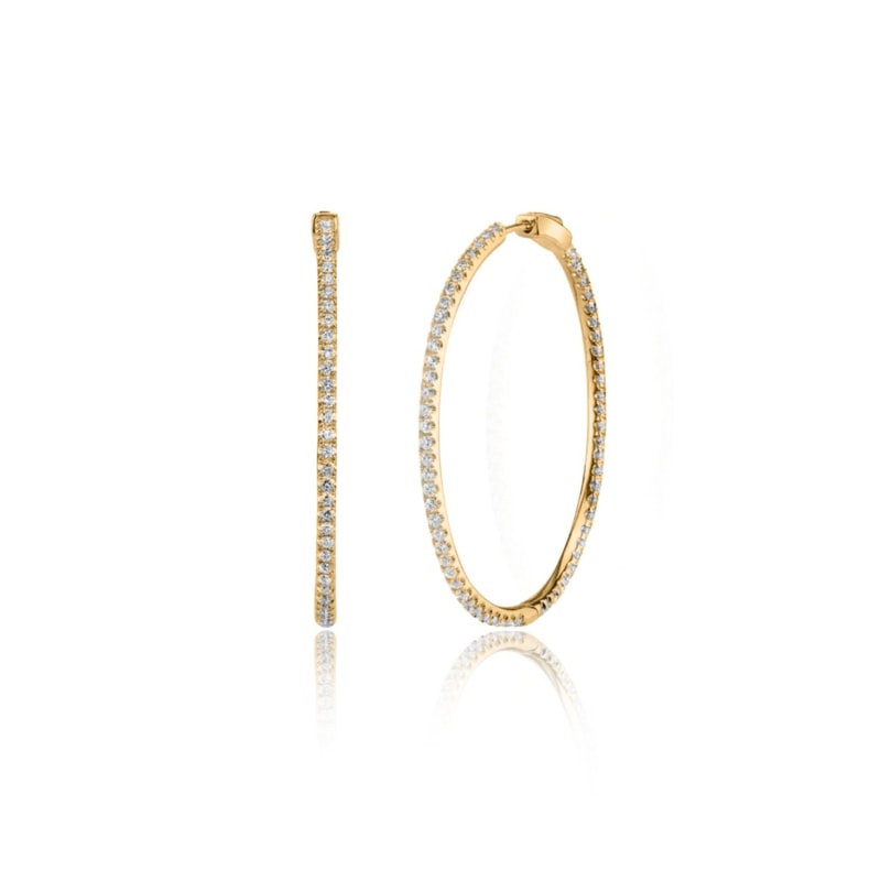 Thumbnail of Lana Zirconia Stone Minimalist Hoop Earrings - Gold image