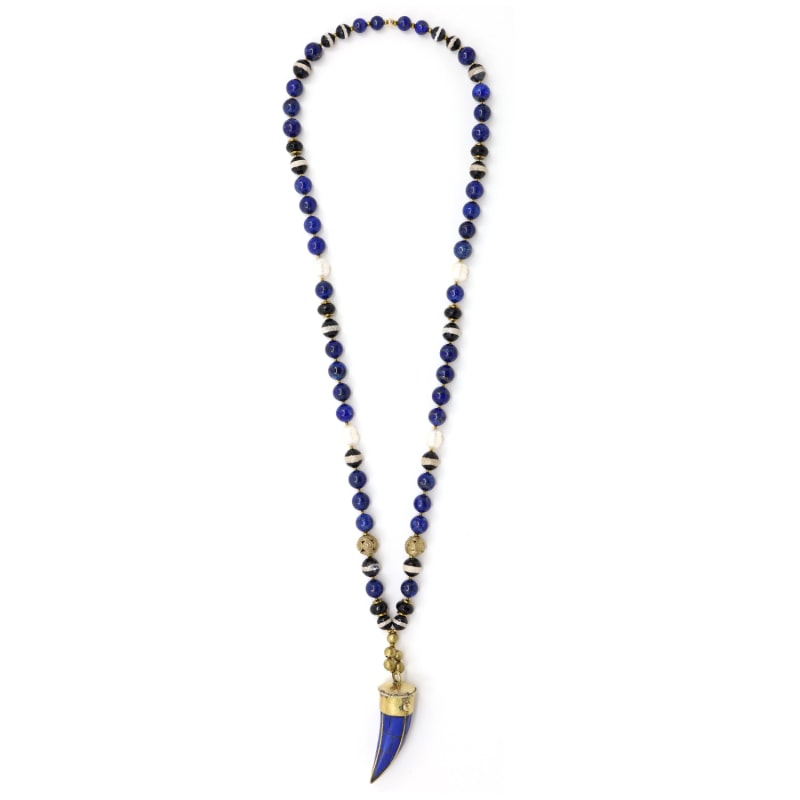 Thumbnail of Lapis Lazuli Tibetan Horn Statement Beaded Necklace image