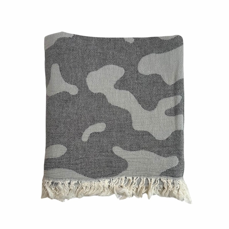 Thumbnail of Large Camo Hammam Towel - Charcoal / Grey image