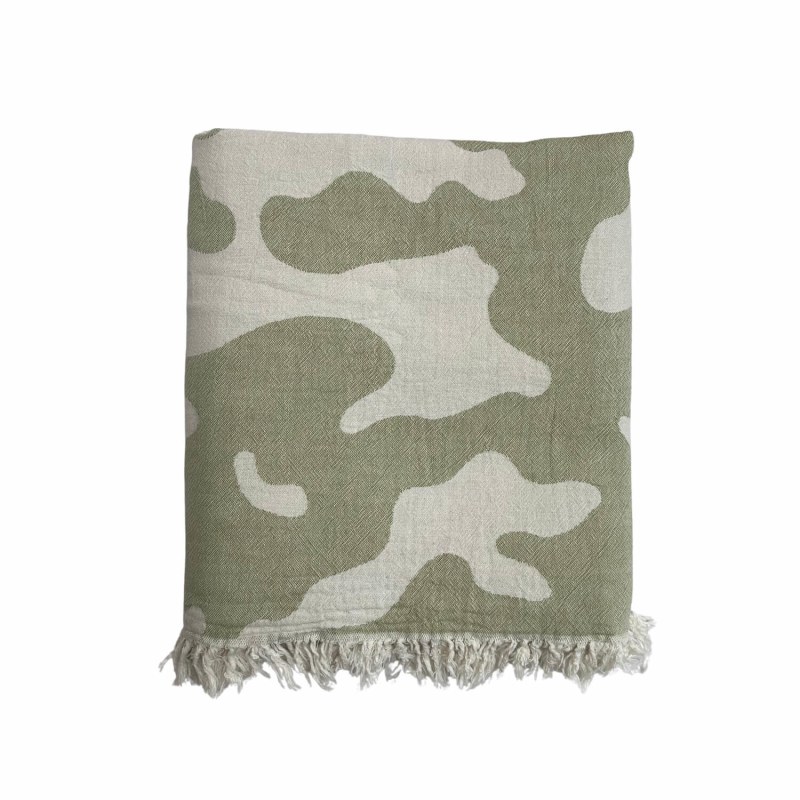 Thumbnail of Large Camo Hammam Towel - Olive / Ecru image