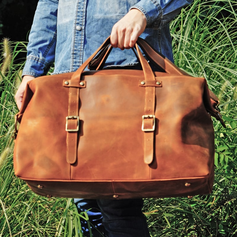 Genuine leather holdall store