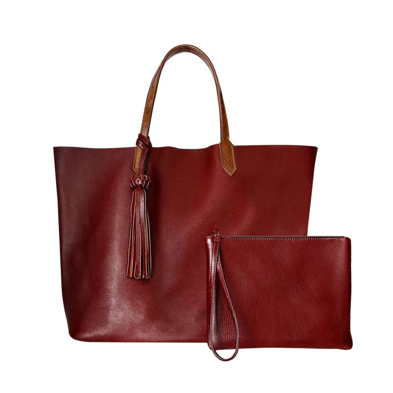 Red interior tote bag best sale