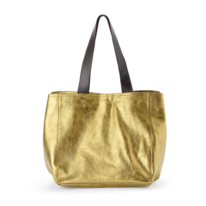 gold leather tote