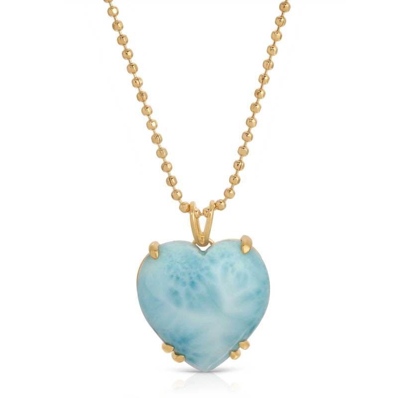 Thumbnail of Larimar Puffy Heart Necklace image