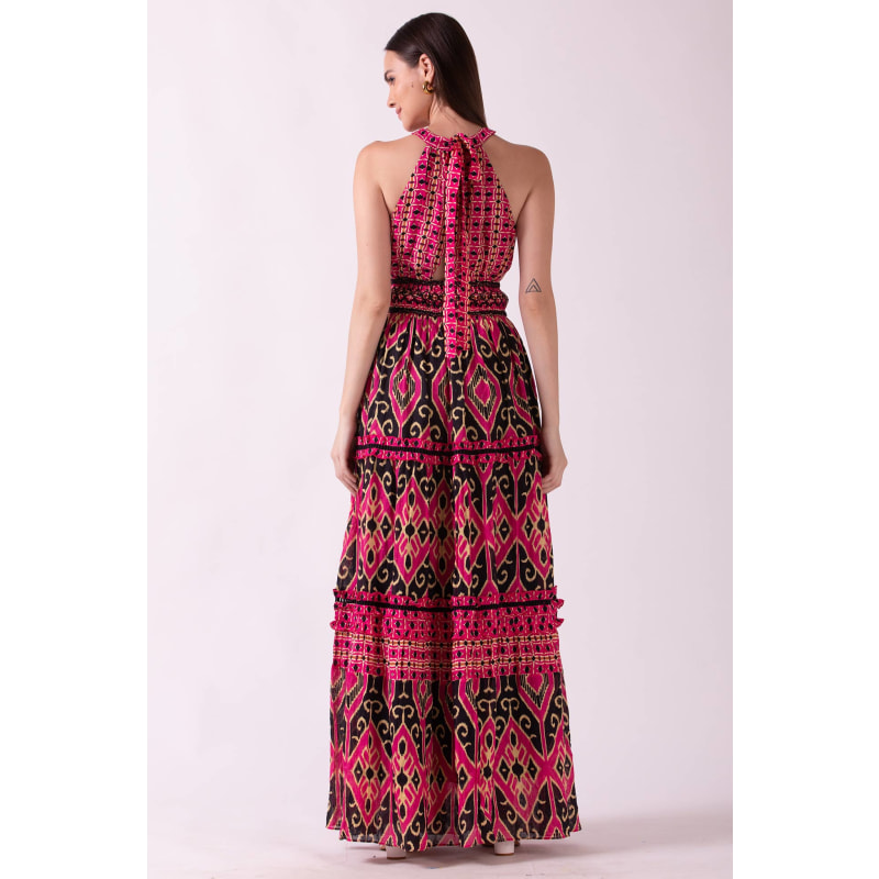 Thumbnail of Larysa Smocked Maxi Dress - Halter Neck Tier Ruffled Maxi Dress With Smocked Waist image