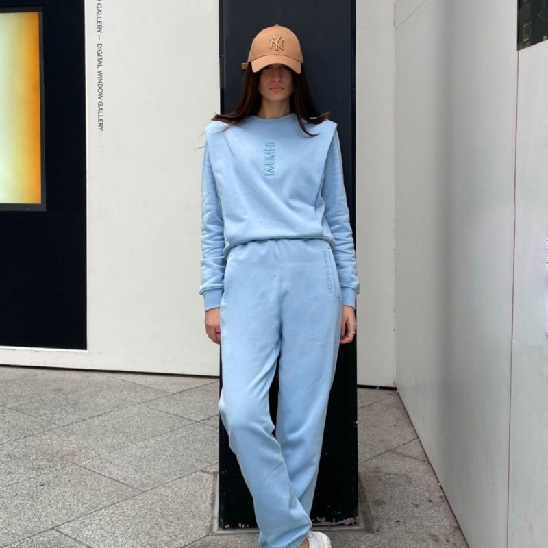 Shoulder Pad Sweatshirt Sweatpants Lauper Co Ord Set Blue Mimhi Maison Wolf Badger
