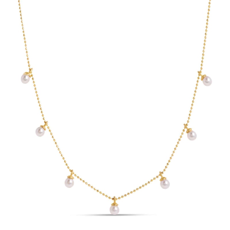 Thumbnail of Laura Gold Chain Necklace With White Pearls image