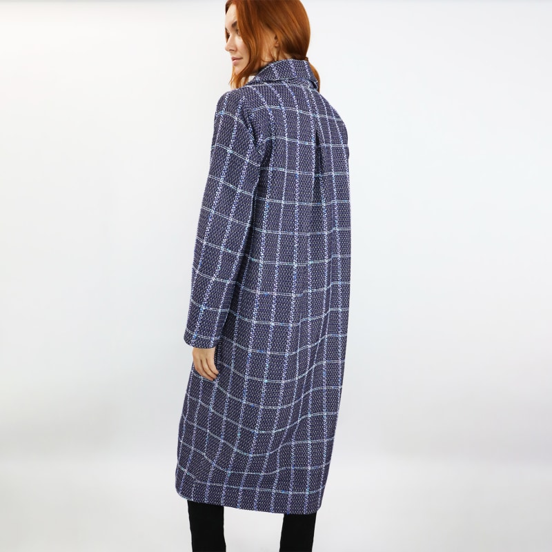 Thumbnail of Lavender Check Oversized Long Wool Coat image