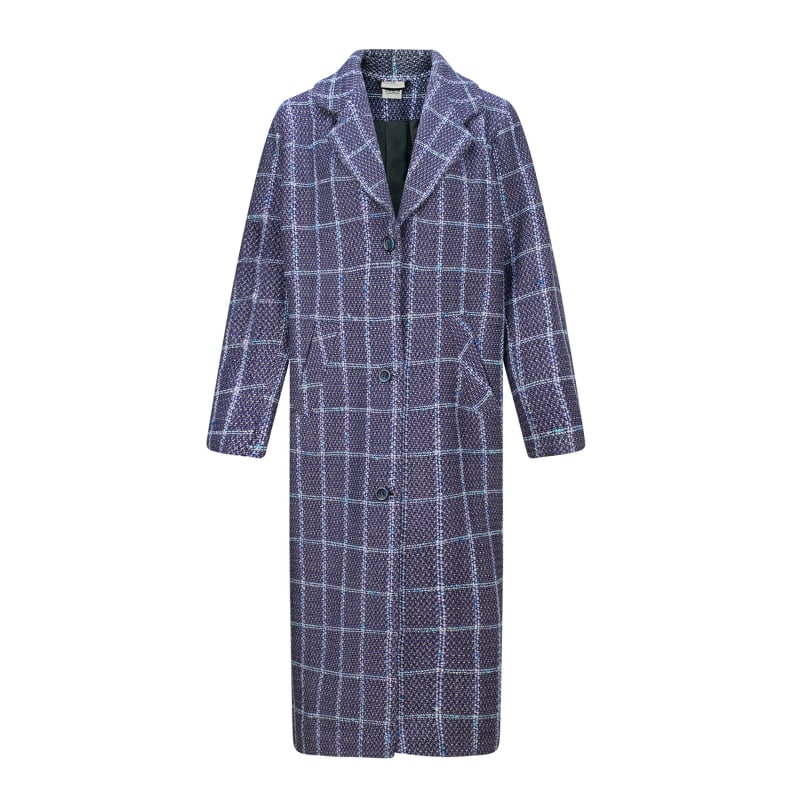 Thumbnail of Lavender Check Oversized Long Wool Coat image