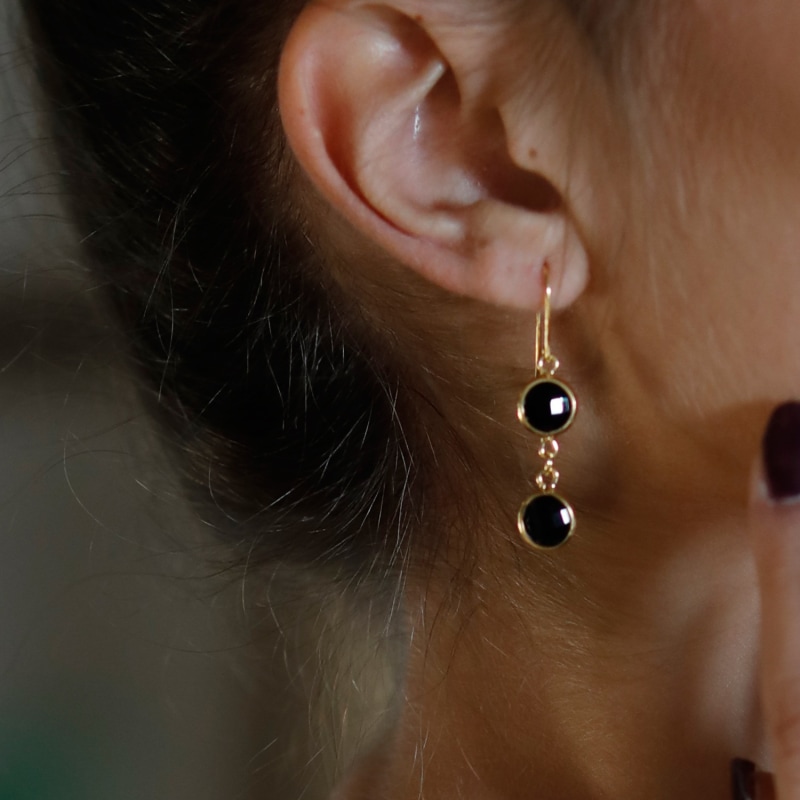 Thumbnail of Brio Black Onyx Gold Earrings image