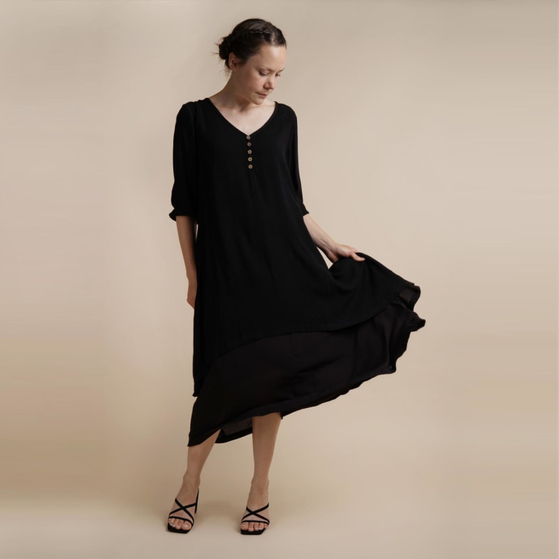 Thumbnail of Layered Dress Chelsea Lagenlook Easy Wear Dress In Black image