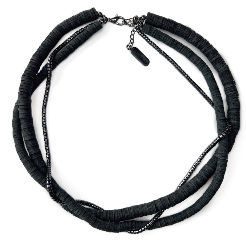 Thumbnail of Layered Leather Hematite Necklace image