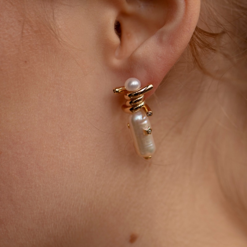 Thumbnail of Layla 18ct Gold-plated Pearl Earrings image