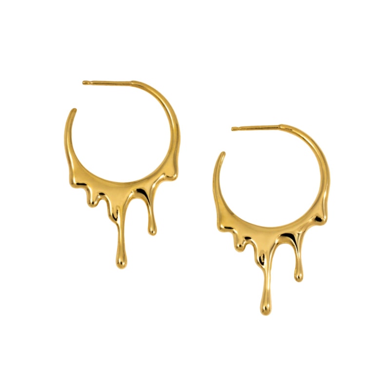 Thumbnail of Dripping Circular S Gold Vermeil Hoop Earrings image