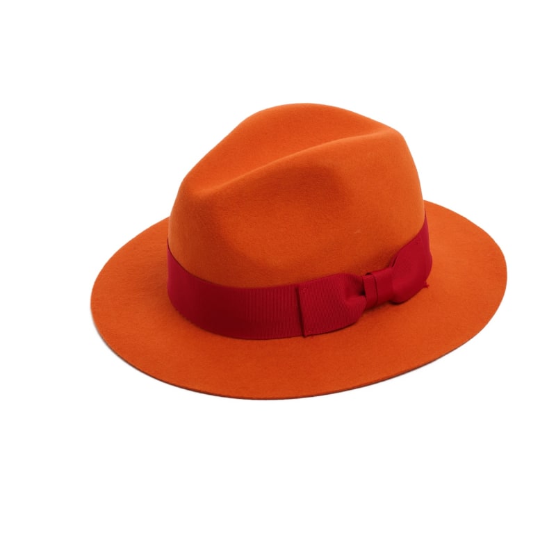 Orange fedora hat best sale