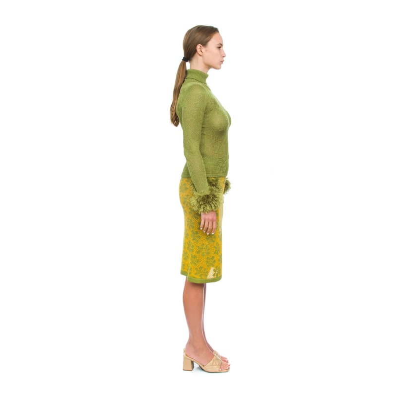 Thumbnail of Green Knit Skirt With Handmade Knit Details image