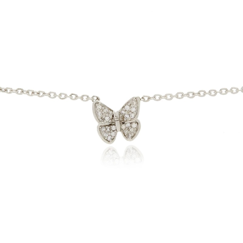 Thumbnail of Silver Mini Butterfly Diamond Necklace image