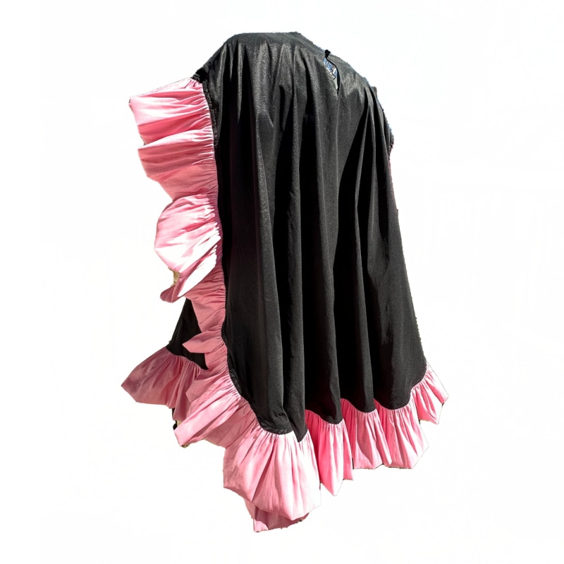 Thumbnail of Superheroine Pink And Black Ruffle Taffeta Cocktail Dress image