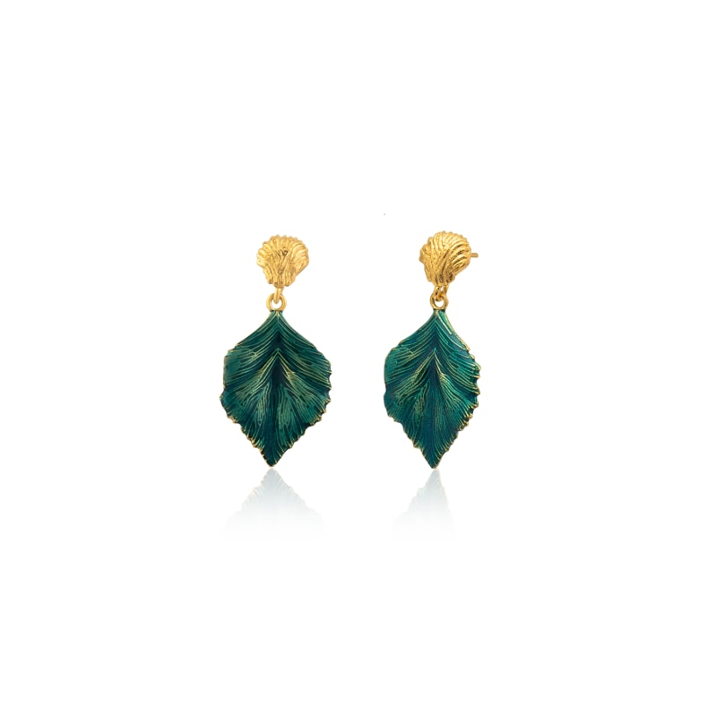 Thumbnail of Leaf Drop Earrings - Turquoise Blue image