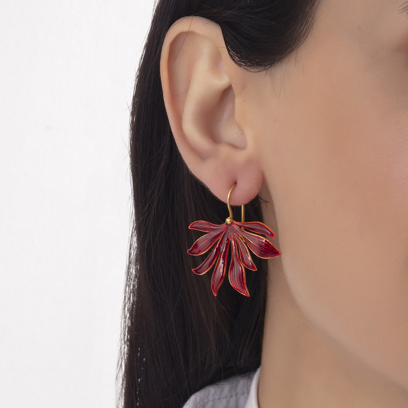 Thumbnail of Leaf Earrings - Red image