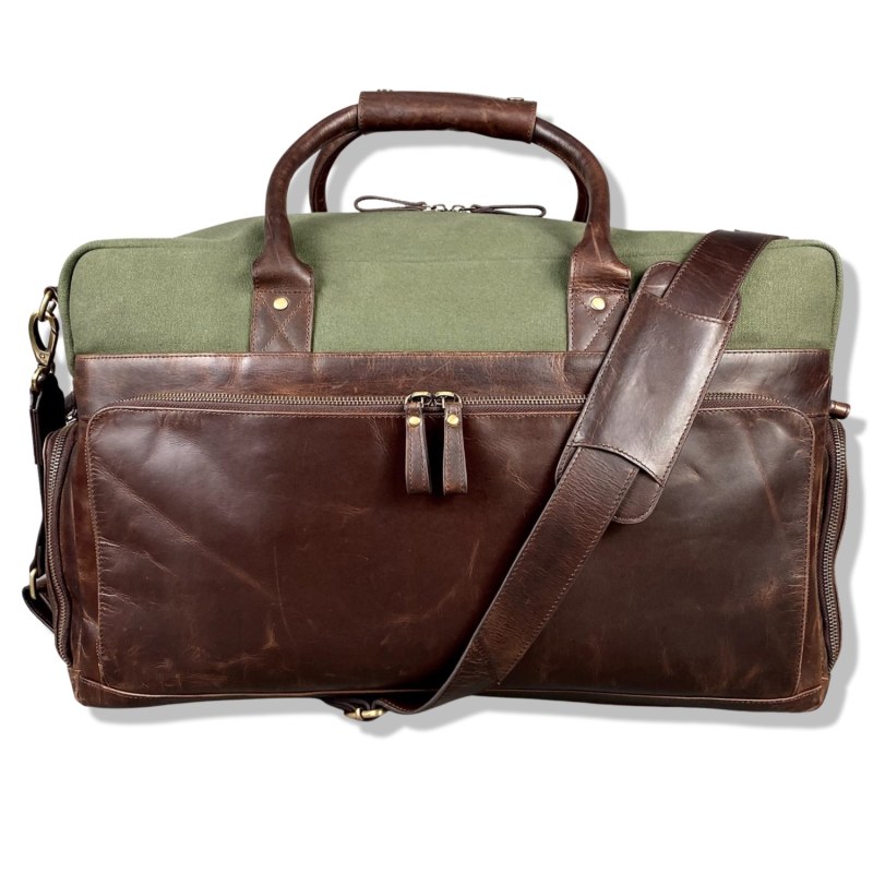 Thumbnail of Leather & Canvas Mix Weekend Holdall image