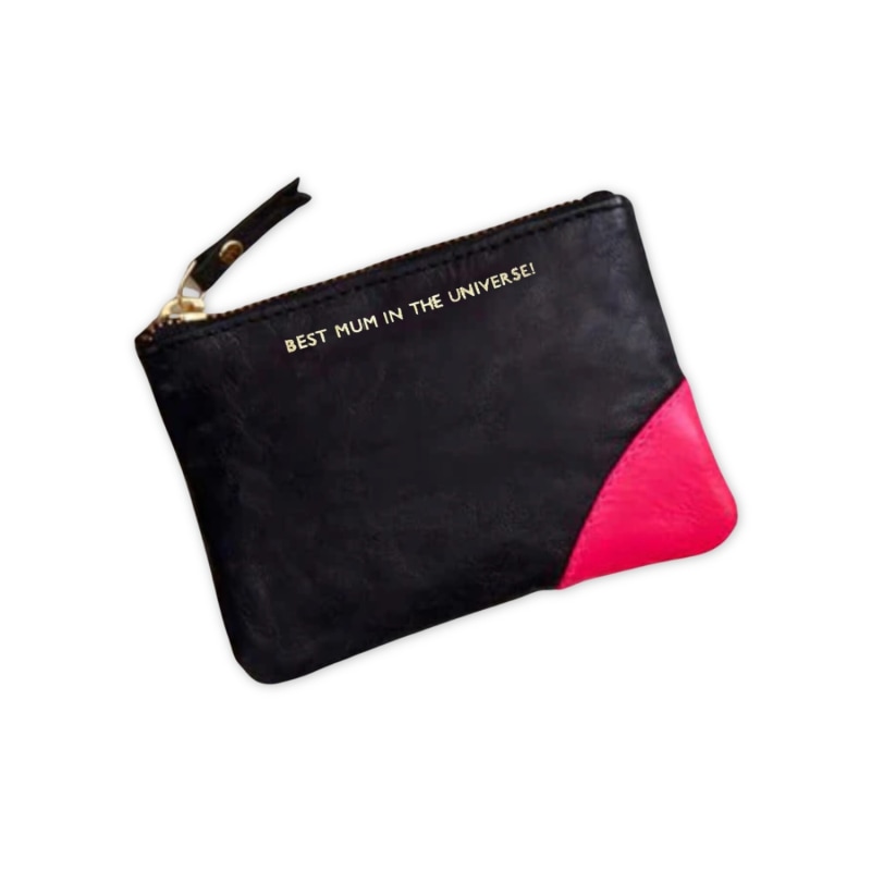 Thumbnail of Leather Coin Purse Black & Pink - Best Mum In The Universe image