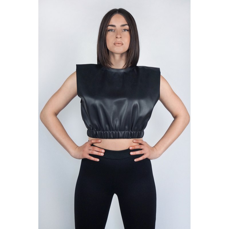 Thumbnail of Leather Crop Muscle Tee image